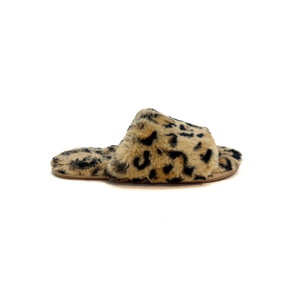 Anthropologie | Fuzzy Leopard Print‎ Slippers Size M (8-9)